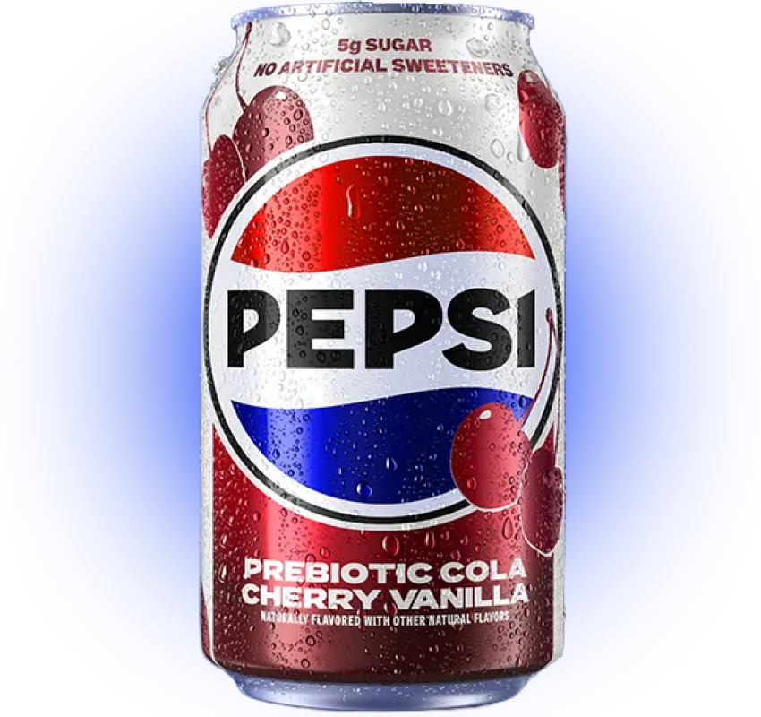 Can of Pepsi Prebiotic Cola Cherry Vanilla